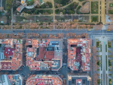 high-angle view of city